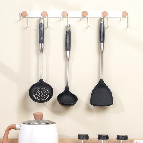 FJNATINH Silicone Wok Spatula,Slotted Spatulas,Ladle,Skimmer Ladle Tool Set,Non Stick Heat-Resistant Cooking Utensils BPA Free Kitchen Utensils Cookware (Black Stainless Steel-3PCS) - Thumbnail 3