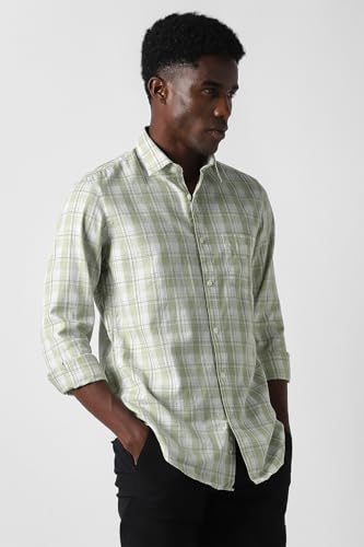 Image of Van Heusen Casual Checkered Shirt for Men| Premium Cotton| Full Sleeves| Regular Fit |Breathable Fabric