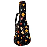 Bolsa para guitarra acústica con dos bolsillos, diseño de galaxia de la suerte, resistente al agua, correa de hombro ajustable doble, funda para guitarra, Estética galaxia Lucky Stars, 42.9x16.9x4.7