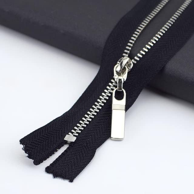 ByaHoGa Set van 5 metalen ritssluitingen, 20 cm, 5 mm, niet scheidbaar, voor doe-het-zelf naaitassen (zilver 20 cm