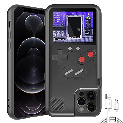 Gameboy Phone Cases, Retro 3D Gameboy Case for iPhone with 36 Small Games, Color Display Shockproof Video Game Phone Case, Phone Protective Case (for iPhone 11, Black)