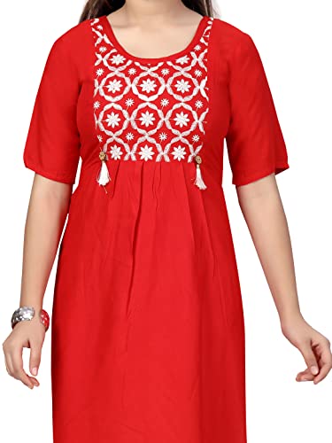Image of muhuratam Girls MUHURATAM Girls Red-White Color Kurti Palazzo Set