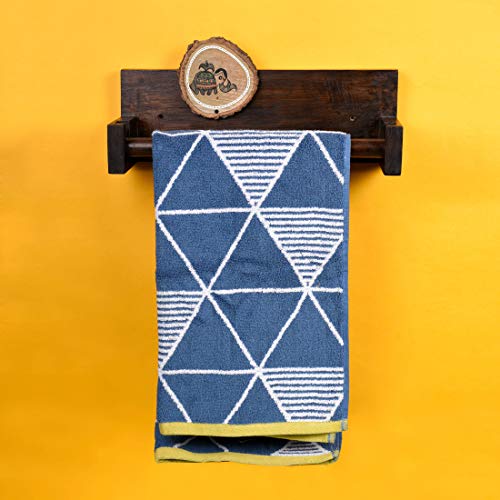 Image of Aakriti Art Creations Madhubani Art Wooden Towel Holder | Handcrafted Wooden Matte Finish Natural Brown Wall Mounted Towel Holder for Bath & Wash Area