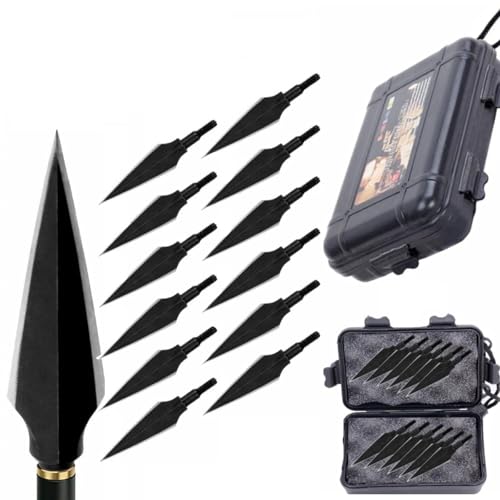 Traditional Broadheads 12 Pcs, 150 Grain Heat-Treated Practice Arrow Tips with Box for Compound & Recurve Bows, Target Archery‌ (LY)