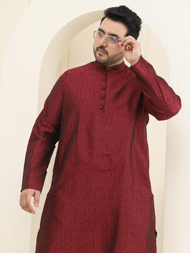 Image of SOJANYA Plus(Since 1958), Men's Silk Blend Self Design ONLY Long Kurta