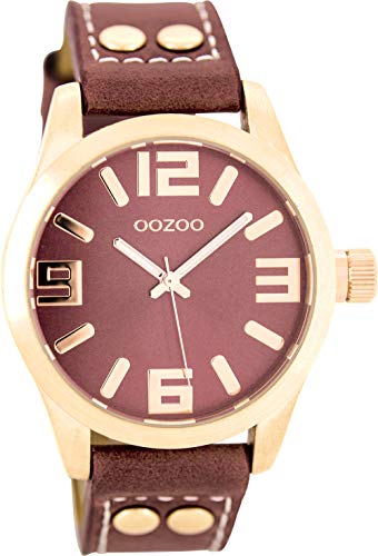 Preisvergleich Produktbild Oozoo Damenuhr mit Lederband 41 MM Rose / Rot / Rot C8019
