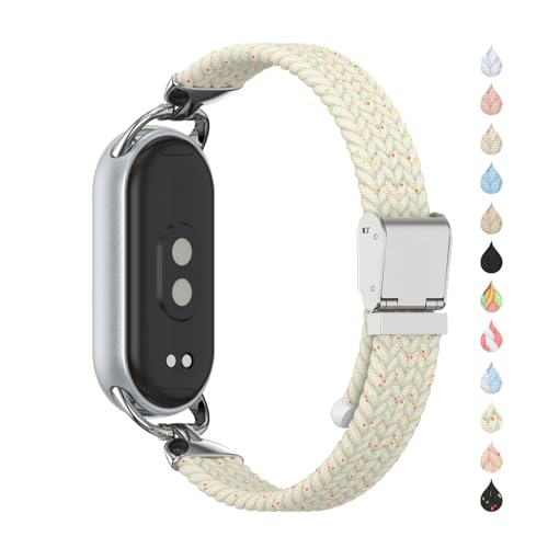 Miitech Xiaomi Smart Band 10 / 9 / 8 バンド 高弾性ナイロン製 長さ調節 柔らか軽量 通気 男女兼用 編組バンド スポーツ ソロループ 時計ストラップ Mi Band 10 / 9 / 8 用 交換ベルト 互換性保証 (