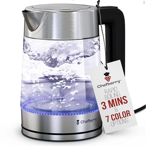 Electric Kettle for Boiling Hot Tea & Water | 1.8L Stainless Steel Borosilicate Glass Boiler With No Plastic, Automatic Shutoff, BPA Free, Fast Heating Technology