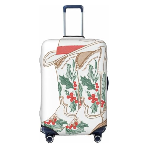 Christmas Cowgirl Boots With A Hat Elastic Travel Luggage Covers Dustproof Scratch-Resistant Suitcase Protector Fit 22-24 Inch