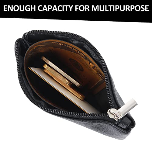 Tiesome Coin Purse, Pu Lychee Pattern Zipper Coin Purse Portable Coin Purse Mini Change Wallet For Women Coin Pocket Mini Money For Women Credit Card Id Key Headset Lipstick (Black) #TOP1