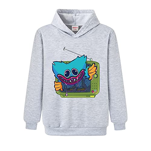 Poppy Play Time Sweat à Capuche Décontracté pour Filles Et Garçons De 3 à 13 Ans Pull Imprimé Youtube Gaming Kids Pullover Top (Gray,12-13 Ans) Cover
