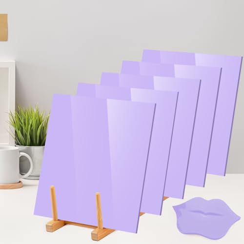 Image of Adrattnay Purple Acrylic Sheets 1 /8 Thick, 5Pcs 6 x 6in Cast Acrylic Sheets 3mm for Laser Cutting, Opaque Acrylic Sheets Acrylic Panel with Protective Paper for Laser Engraving Material DIY Crafts