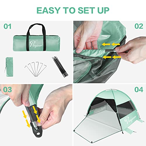 Large Beach Tent, Anti-Uv Sun Shade Shelter, Outdoor Sun Umbrella Beach Canopy Cabana Tent Fits 3-4 Person, Portable Camping Fishing Tents With Extended Floor & 3 Ventilating Mesh Windows #TOP2