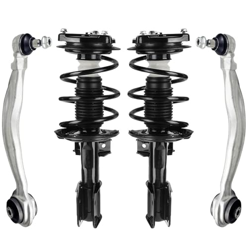 Image of Detroit Axle - Front Struts Kit for Mercedes-Benz C230 C250 C300 C350 [W204 Chassis], 2 Struts with Coil Spring Assembly 2 Upper Control Arms with Ball Joint Replacement Suspension Kit