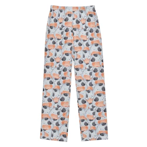 ZZXXB Lovely Milk Cow Boys Long Pants Soft Trousers Elastic Waist Kids Lounge Bottoms with Pockets S-XL