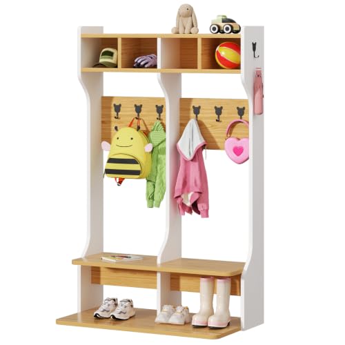 Image of 2-Section Coat Locker with Bench (White)