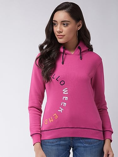 Image of Modeve Women Printed Hooded Sweatshirt for Winter