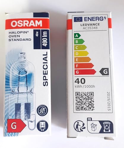 Osram Halogen Capsule Bulb 40W G9 for Oven Up to 300 Pack of 2