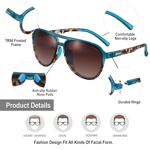 Image of Jefoo Polarized Aviator Sunglasses for Women Men Retro Trendy Sports Sunglasses for Outdoor UV400 Protection