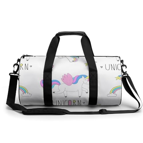 Sac de sport licorne blanche de 45cm pour gym et voyage