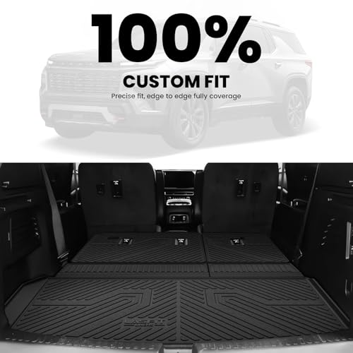 Image of LASFIT Trunk Mat with Backrest Mat for Chevrolet Chevy Traverse 2024-2026 | GMC Acadia 2024-2026 & Buick Enclave 2025-2026, All Weather TPE Custom Fit, Edge to Edge Coverage, Easy to Wash