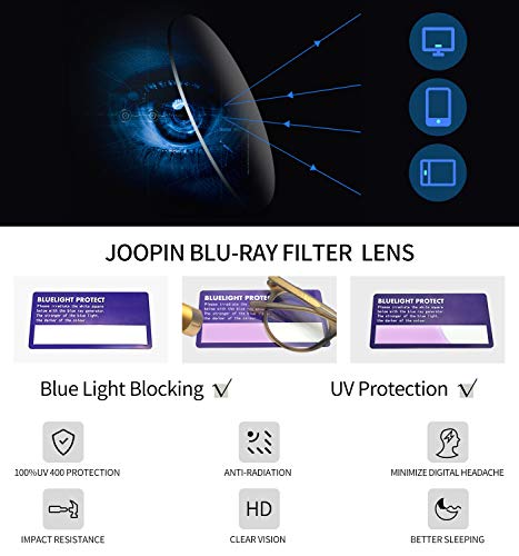 Joopin Redondo Azul luz Óculos Femininos e Masculino, Óculos de Luz Anti-azul de Moldura Grande , Co