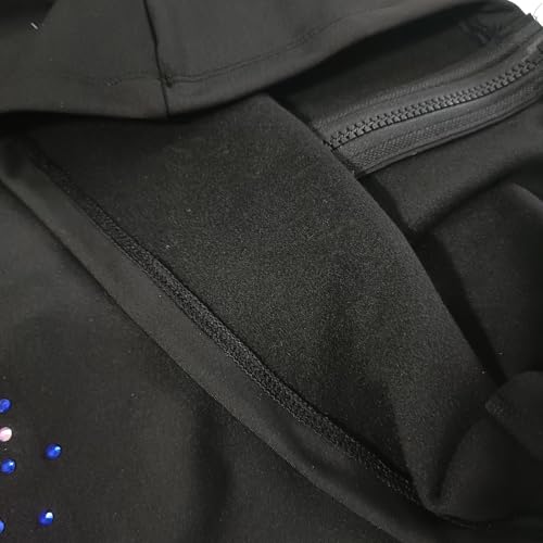 JoyCan Conjunto de roupas de treino para patinação artística preta para meninas azul diamante e velu
