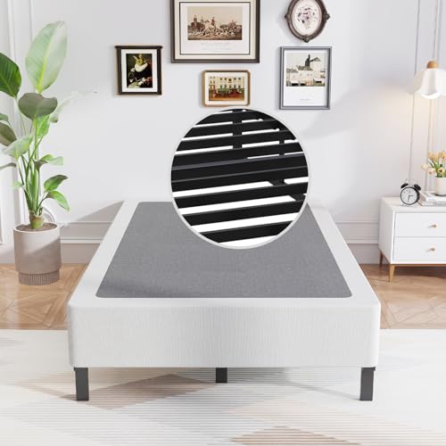 Awesofurni Twin Box Spring, 8 Inch Twin Box Spring Only, 2500 lbs Heavy Duty Metal Frame Mattress Foundation with Fabric Cover, Easy Assembly-Noise Free