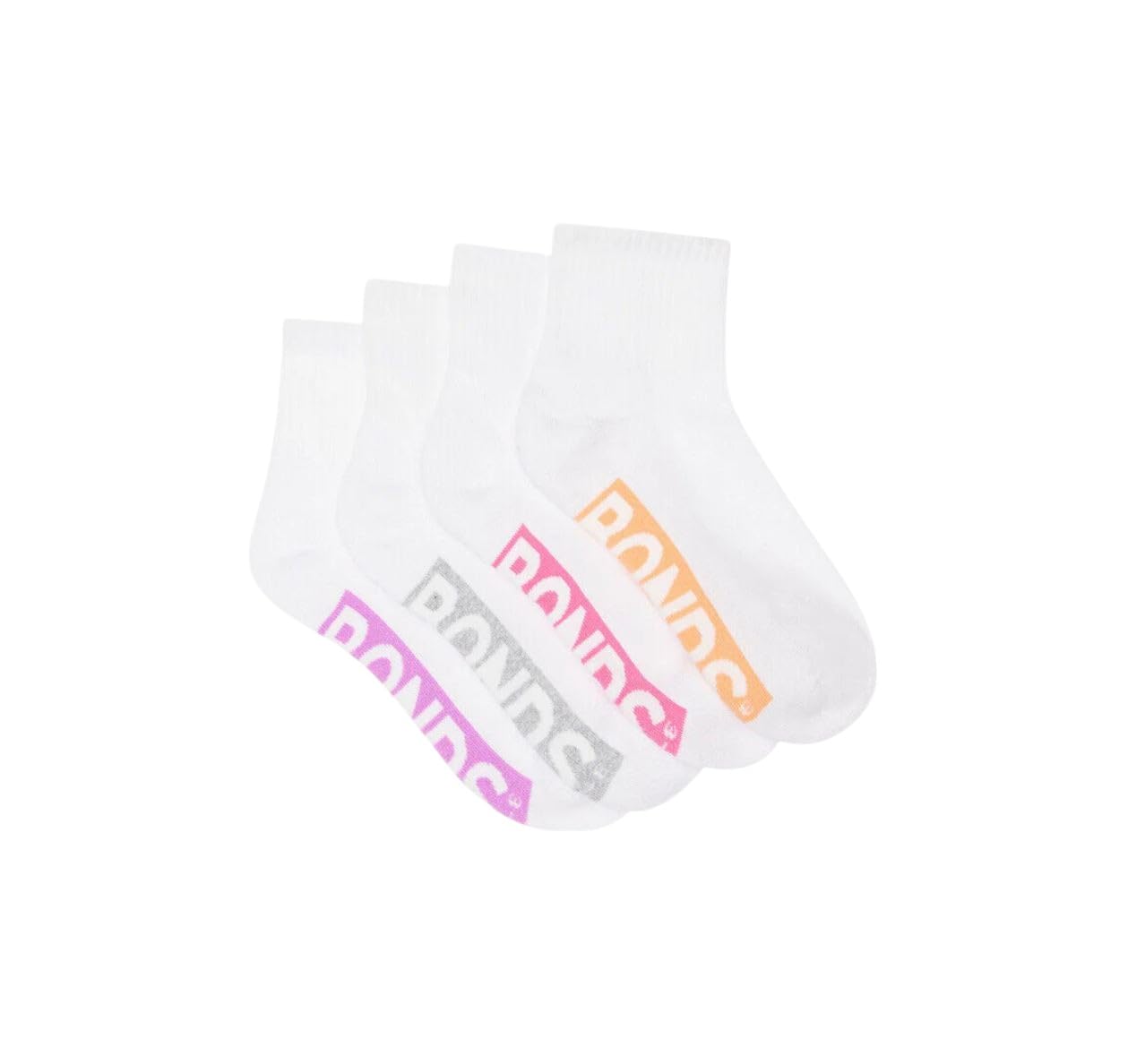 Bonds Kids Logo Quarter Crew Socks 4 Pack - White - Size 13-3