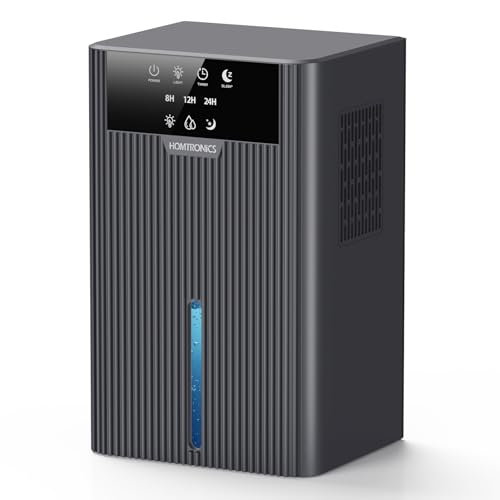 Image of Homtronics 2400ml Auto-Off Mini Low-Noise Dehumidifier for Bedroom(Silver)