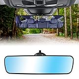 Livtee Anti Glare Car Rearview Mirror with Adjustable Suction Cup, HD Universal Car Rear View Mirror with Panoramic Wide Angle Mounted on Windshield for Car, Truck, SUV (360° Adjustable Angle)