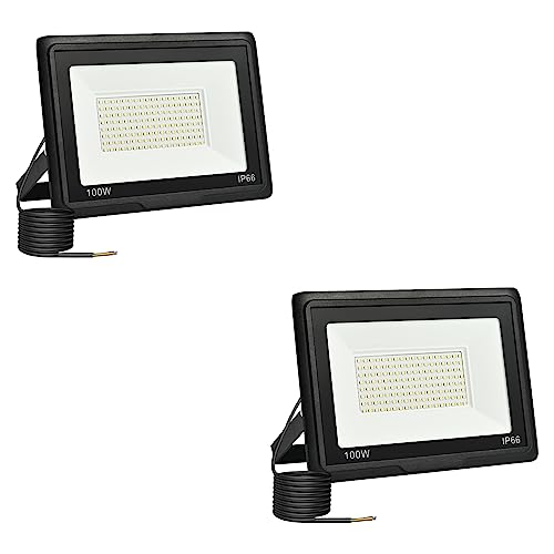 Outdoor LED Floodlight, 100 W, 10000 LM Outdoor LED Spotlights 6500 K Cool White Waterproof IP66 Outdoor LED Floodlights