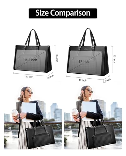 MATEIN Laptop Bags for Women with Insulated Leakproof Lunch Compartment, 15.6 Inch PU Leather Briefcase, Laptop Tote Work Bag with an Adjustable Handle, Designer handbag for School, Office, Black - Image 7