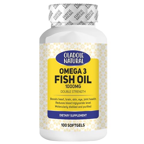 Oladole Natural Omega-3 Fish Oil 1000mg (100 Softgels) - Molecularly Distilled | Supports Healthy Heart Brain Skin Eye & Joints | 360mg EPA & 240mg DHA for Holistic Well-being | Gluten Free Non-GMO