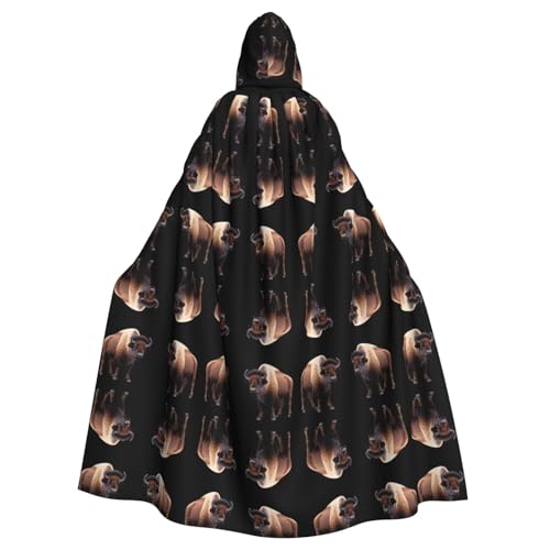 WZYCWB Capa con capucha con estampado de bisonte gigante adecuada para bailes de máscaras, fiestas de Halloween, accesorios de cosplay