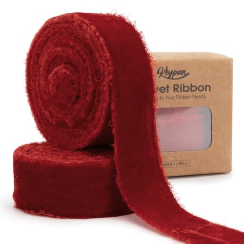 Keypan Rust Red Velvet Ribbon for Fall Decor, 1 in x 6 yd