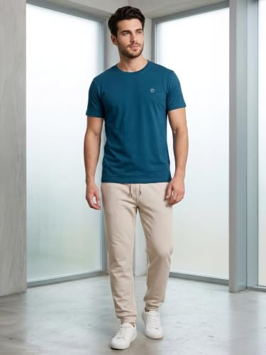 Image of Lux Cozi Men Cotton Half Sleeves Round Neck Regular Fit Casual T-Shirt