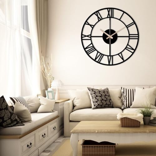 Image of Stylish Metal Analog Wall Clock for Living Room, Bedroom, Office, Kitchen, Home and Hall | Antique Fancy Big Size Modern Wall Watch for Home Decor (DA-129, 40CM)