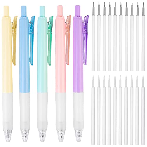 Craft Knife Pens - 5Pcs Hobby Knife Pen Cutter Set, Retractable Push-Type Ceramic Carving Cutting Hobby Knife Tool With 20Pcs Refill Blades For Diy Artwork, Scrapbook, Stencils, Art Drawing #TOP12