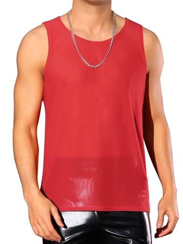 Débardeur transparent en maille Lars Amadeus pour homme t-shirt sans manches col rond chic