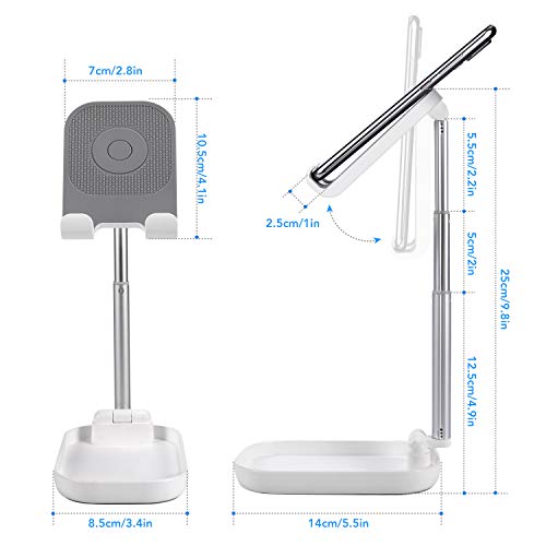 Cell Phone Stand, Foldable Phone Holder Tablet Stand for Desk, Height Angle Adjustable Phone Stand for Desk, Cell Phone Holder for Desk Compatible with All Mobile Phones,iPhone,Switch,iPad