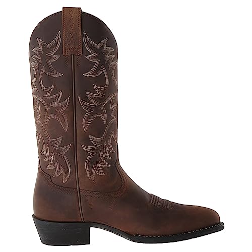 Men's Stylish Embroidered Cowboy Boots Western Heel Pointed Toe Slip-On Mid Calf Boots3