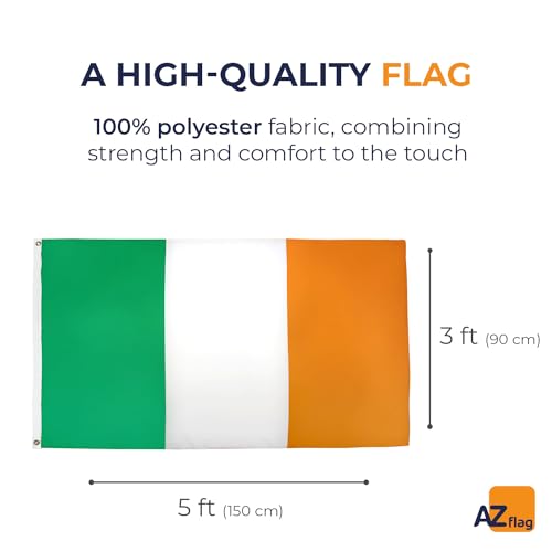 AZ FLAG, Ireland Flag, 3x5 Ft, 100D Polyester Irish Banner with Two Metal Grommets, Fade Resistant, Vivid Colors - Image 2