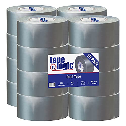 Image of Choice Shipping Supplies Tape Logic 3 Inch x 60 Yards Multipurpose Duct Tape, Silver, 9.0 Mil Thick - for Temporary Repairs, Labeling, Patching, Marking and Social Distancing, 16 Rolls,