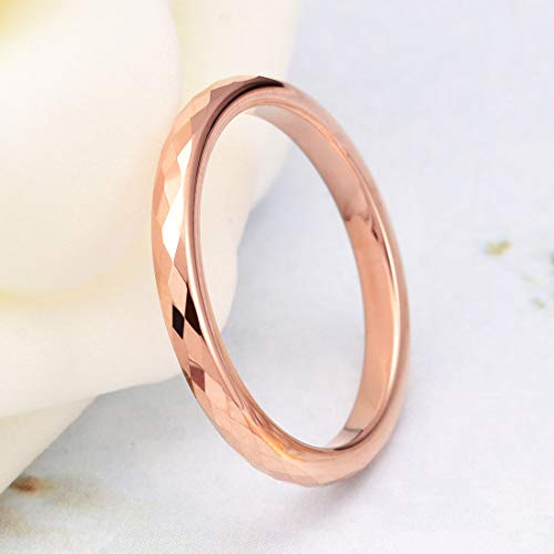 THREE KEYS JEWELRY 2mm/8mm White Tungsten Carbide Ring Wedding Engagement Band Rose Gold/Silver Multi Faceted Fashion Band2