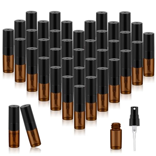 Zhehao 25 Pcs Mini Spray Bottles, Perfume Bottle, Amber, 2 Ml