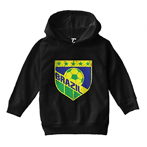 Tcombo Brazil Soccer - Brasil Distressed Badge Toddler/Youth Fleece Hoodie