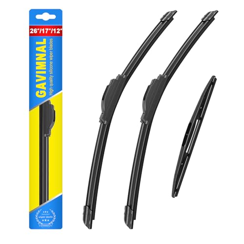 Image of Gavimnal Silicone Wiper Blades Replacement For Honda CR-V 2017-2022 | 26 inch+17 inch Front & 12 inch Rear, All-Weather, Streak-Free, OE-fit, Quiet, Easy One-Click Install