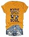 Women's Music Soothes My Soul T-Shirts - Musical Notes Print Tee for Music Lovers (Yellow,Medium)