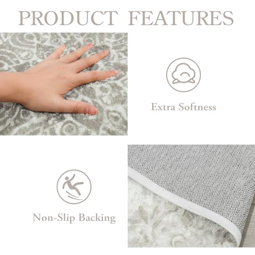 Tapete Redondo Medallion Gris 4 pies Lavable Antideslizante miniatura 5